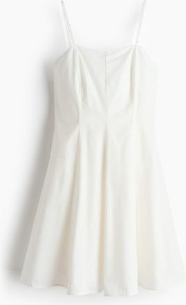 H&M Flared-skirt Poplin Dress in Ivory at Nordstrom, Size X-Small