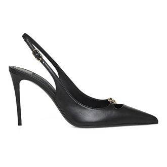 Dolce & Gabbana Pumps, female, Black, Size: 9 1/2 US Leather Pump With Metal DG Logo
