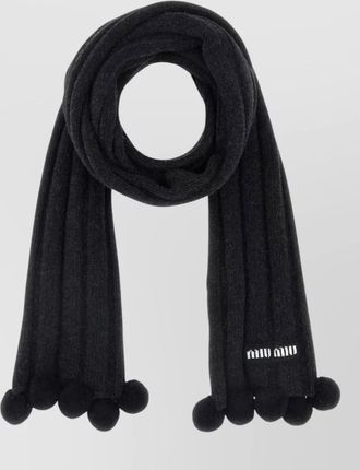 Miu Miu wool blend scarf ribbed texture tassel