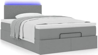vidaXL Cama Otomana Con Colch&oacute;n Gris Claro 120x200 Cm Tela Vidaxl