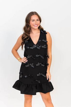 THML Clothing Riley Bow Detail Mini Dress In Black