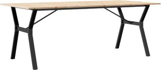 vidaXL Mesa De Comedor Marco Y Madera Maciza Pino Y Acero 200x100x75cm Vidaxl