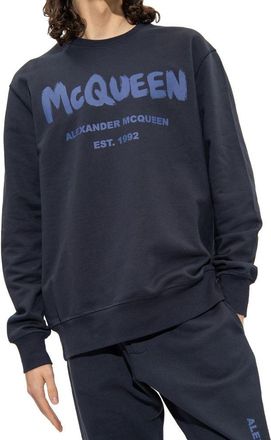 Alexander McQueen Mens Blue Cotton Sweatshirt Clothing