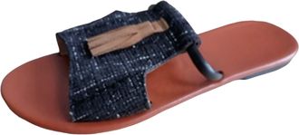 Generic Summer Ladies Round Toe Fringe Detail Large Size Comfortable Casual Wear Twne Sandals for Women Fashion Footwear (Black, 4.5)