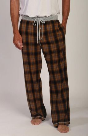 True Grit Mens Summit Checks Flannel Pants In Brown/ Dark Brown