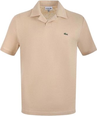 Lacoste Klassiek model polo van katoen-linnen - Heren - Polos - Beige - L - Katoen - Tops