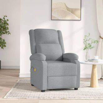 vidaXL Sill&oacute;n De Masaje El&eacute;ctrico Tela Gris Claro Vidaxl