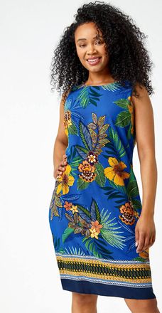 Roman Floral Border Print Shift Dress