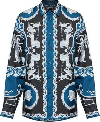 Versace Hall Of Heroes Printed Silk Shirt