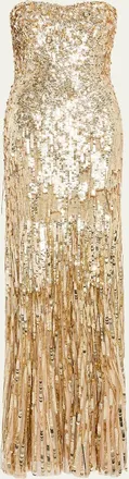 Jenny Packham Kimi Strapless Textured Sequin Gown
