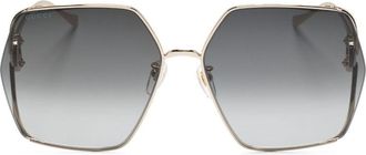 Gucci oversize square-frame sunglasses - women - Metal - 64 - Gold
