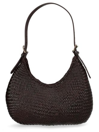 Dragon Diffusion Neutrals Half Moon Woven Leather Shoulder Bag