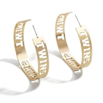 WEAR by Erin Andrews x Baublebar Minnesota Twins Large Cutout Hoop Earrings in Gold at Nordstrom