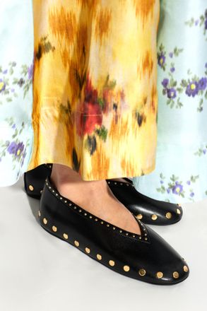 Ganni Ballet Flats With Studs, Womens, Black