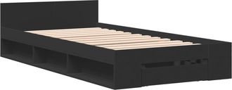 vidaXL Cama Con Caj&oacute;n Madera De Ingenier&iacute;a Negro 90x190 Cm Vidaxl