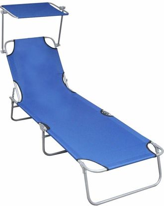 vidaXL Tumbona plegable con toldo aluminio azul vidaXL