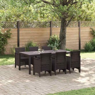 vidaXL Set da Pranzo per Giardino 7 pcs Marrone Rattan Polt - Vidaxl