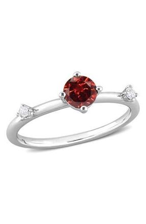 Delmar Sterling Silver Garnet & White Topaz Ring in Red at Nordstrom Rack, Size 5