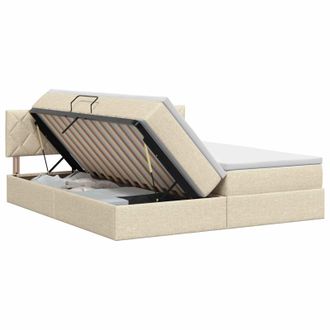 vidaXL Cama Con Almacenamiento 2 Uds. Crema Cuero Sint&eacute;tico Vidaxl