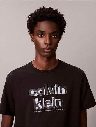 Calvin Klein Jeans Calvin Klein Mens Shadow Logo Graphic Classic T-Shirt - Black - 2XL