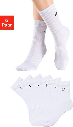Active By Lascana Tennissocken LASCANA ACTIVE, Damen, Gr. 39/42, weiss (6x wei&szlig;), Baumwollmischung, unifarben, Socken Tennissocken, mit Frotte&eacute;
