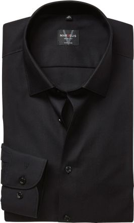 Marvelis Langarmhemd MARVELIS, Herren, Gr. 36, N-Gr, schwarz, Web, Obermaterial: 100% Baumwolle, k&ouml;rpernah, 2-Knopf-Manschette, Hemden Langarmhemd, Kentkragen,