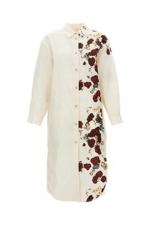 Khaite Midi-Length Botanical Floral Dress with A-Line Silhouette