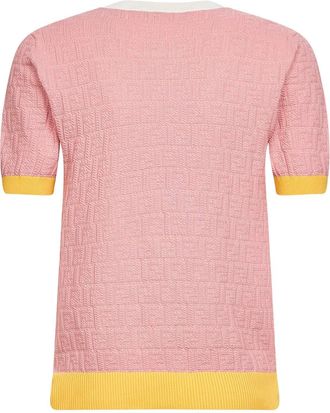 Fendi Womens Sweater Ff Jacquard Pink Cotton-Silk