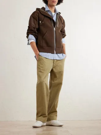 sacai Shell-Trimmed Cotton-Blend Jersey Zip-Up Hoodie