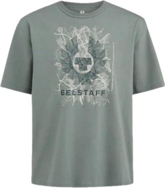 Belstaff Tops, Heren, Groen, M, Katoen, Map T-Shirt