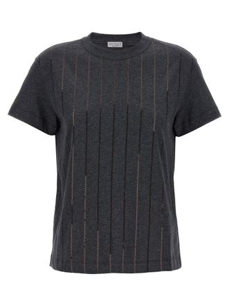 Brunello Cucinelli Micro Sequin T-Shirt Gray
