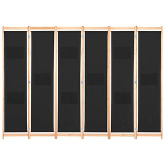 Berkfield Home 6-Panel Room Divider Black 240x170x4 cm Fabric | Size: 240 x 170 x 4 cm