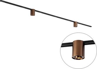 QAZQA Qazqa Sistema De Iluminaci&oacute;n De Riel Moderno Negro Con 2 Focos De
