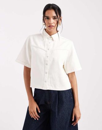 Levi's Logan - Camicia squadrata &eacute;cru in denim-Bianco