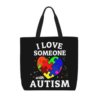Generic Women Handbag I Heart Someone With Autism Women Beach Bag Girls Reusable Ladies Purse, For Work, Wedding, Graduation, Holiday, Birthday