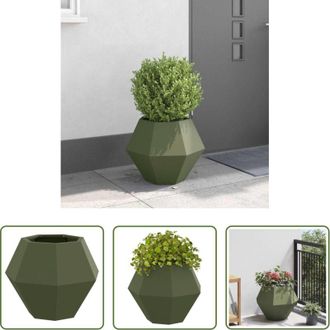 vidaXL vidaXL Vaso esterno - Fioriera Verde oliva 50 x 50 x 40 cm Acciaio