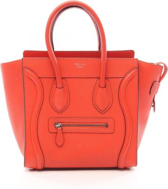 Celine Red Color Leather Handbag Tote Bag (Pre-Owned)