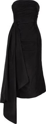 8 by YOOX SILK-SHANTUNG BANDEAU MIDI DRESS W/ SIDE DRAPE