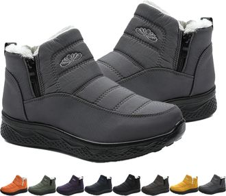 Generic Dritnow Womens Insulated Snow Boots, Dritnow Shoes Snow Boots Women, Waterproof, Non-slip & Fur Lined (Gray,5.5)