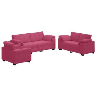 vidaXL Vidaxl - Juego De Sof&aacute;s Con Cojines 3 Piezas Terciopelo Rojo Tinto