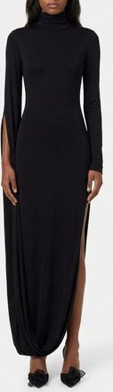 Giuseppe Di Morabito Asymmetric Jersey Midi Dress with High Neck and Slit