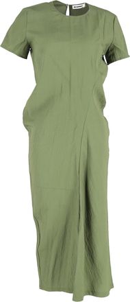 Jil Sander Gathered Shift Dress in Green Polyester