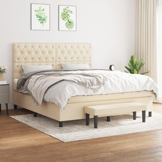 vidaXL Vidaxl - Cama Box Spring Con Colch&oacute;n Tela Color Crema 160x200 Cm