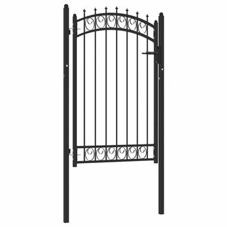 vidaXL Puerta De Valla Con Picos Acero Negro 100x150 Cm Vidaxl