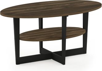 Furinno JAYA Oval Coffee Table, Columbia Walnut/Black