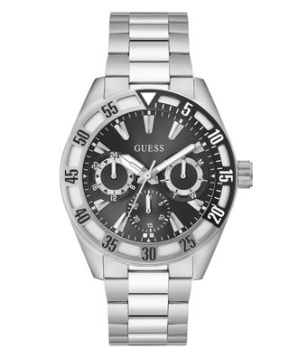 Guess Letterman Heren Zilveren Horloge GW0904G1