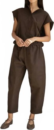 Beaumont Organic Cedar Poplin Trouser Pants In Cacao Organic