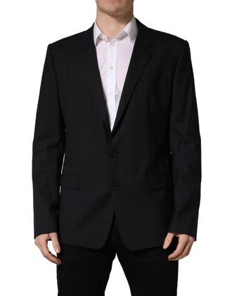Dolce & Gabbana Mens Blue Single Breasted 2 Button Suit Jacket Navy Elastane Virgin Wool