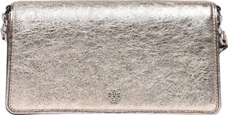 Tory Burch Tassen, Dames, Geel, ONE Size, Leer, Emerson Metallic Schoudertas