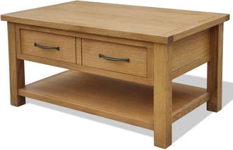 vidaXL Mesa De Centro De Madera Maciza De Roble 88x53x45 Cm Vidaxl